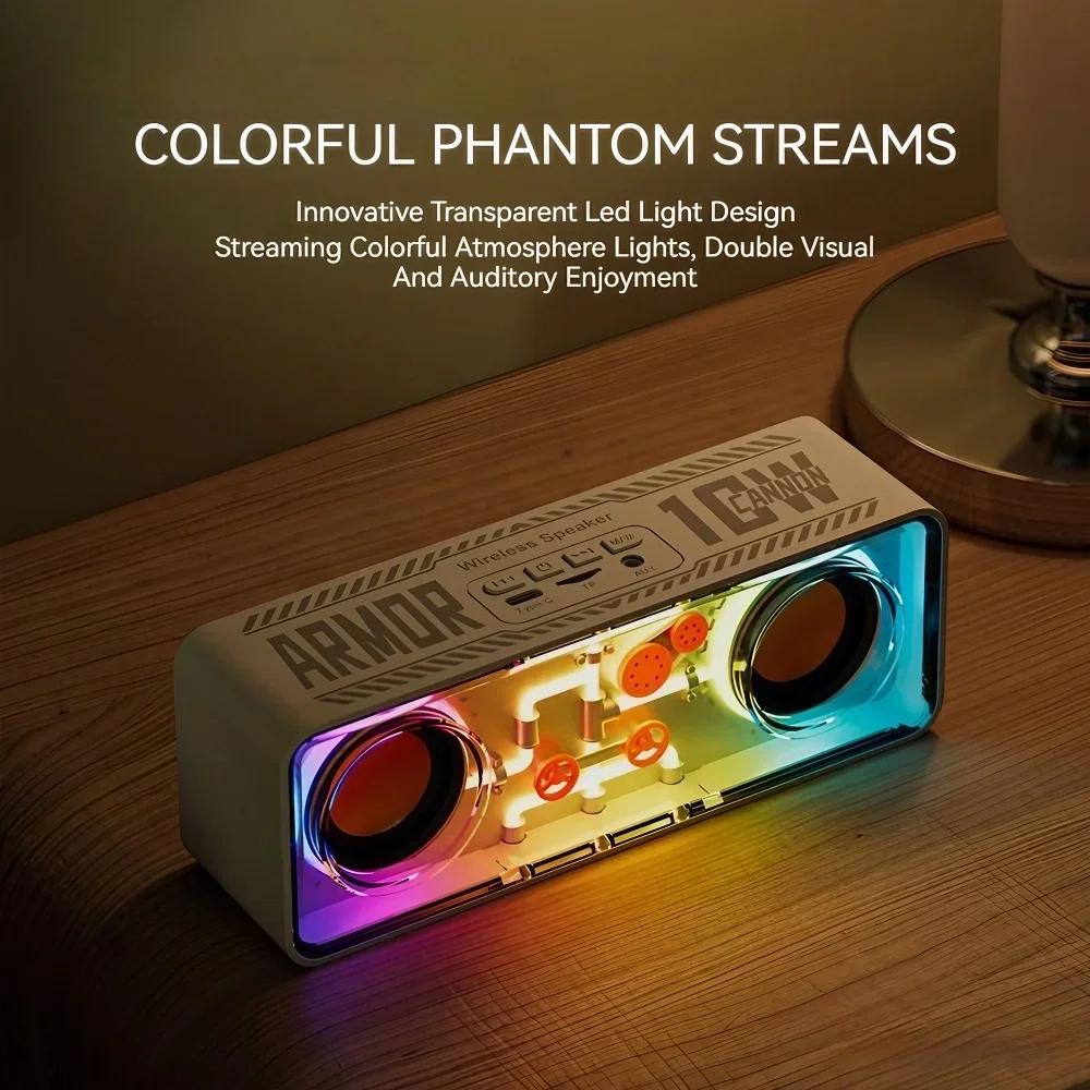 Colorful Bluetooth Speaker Portable Wireless TWS Stereo LED Music Player with TF Card and Transparent Crystal Design