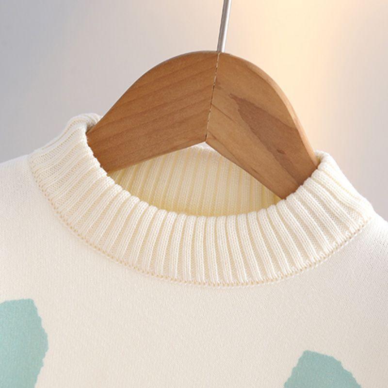 Girls' Sweater Thickened Autumn Winter Fashionable Versatile Children's Knitted Sweater Girls' Top Sweet and Cute