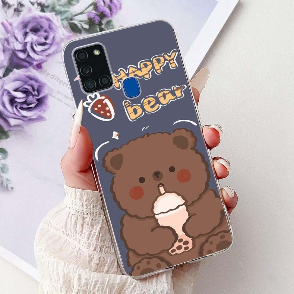 Clear For Samsung A21s SM-A217F SM-A217M Cover For Samsung Galaxy A21s Case Cute Luxury Butterfly Love Flowers Cool Painted