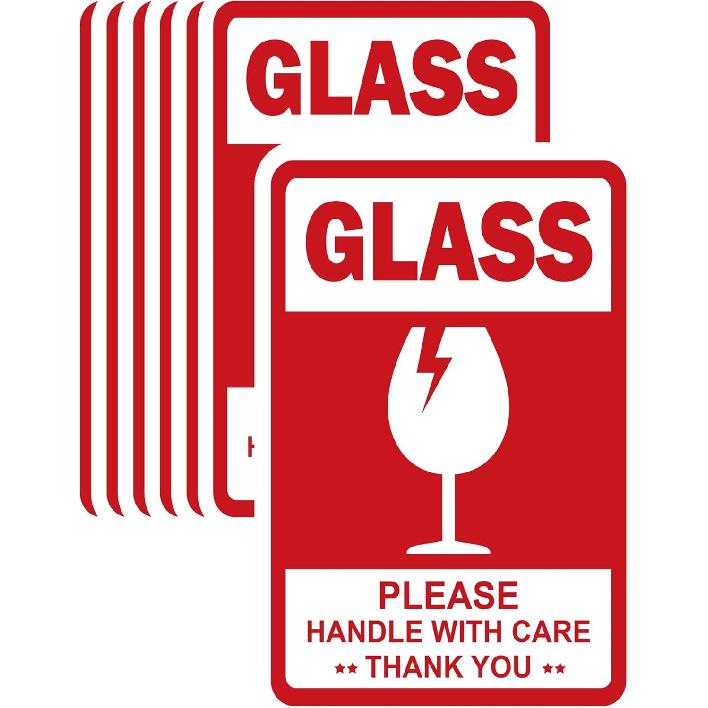 4 x 6 Inch Large Glass Fragile Warning Stickers Handle with Care - Fragile Stickers for Shipping Moving Glass Fragile Labels for Galss Delicate Items