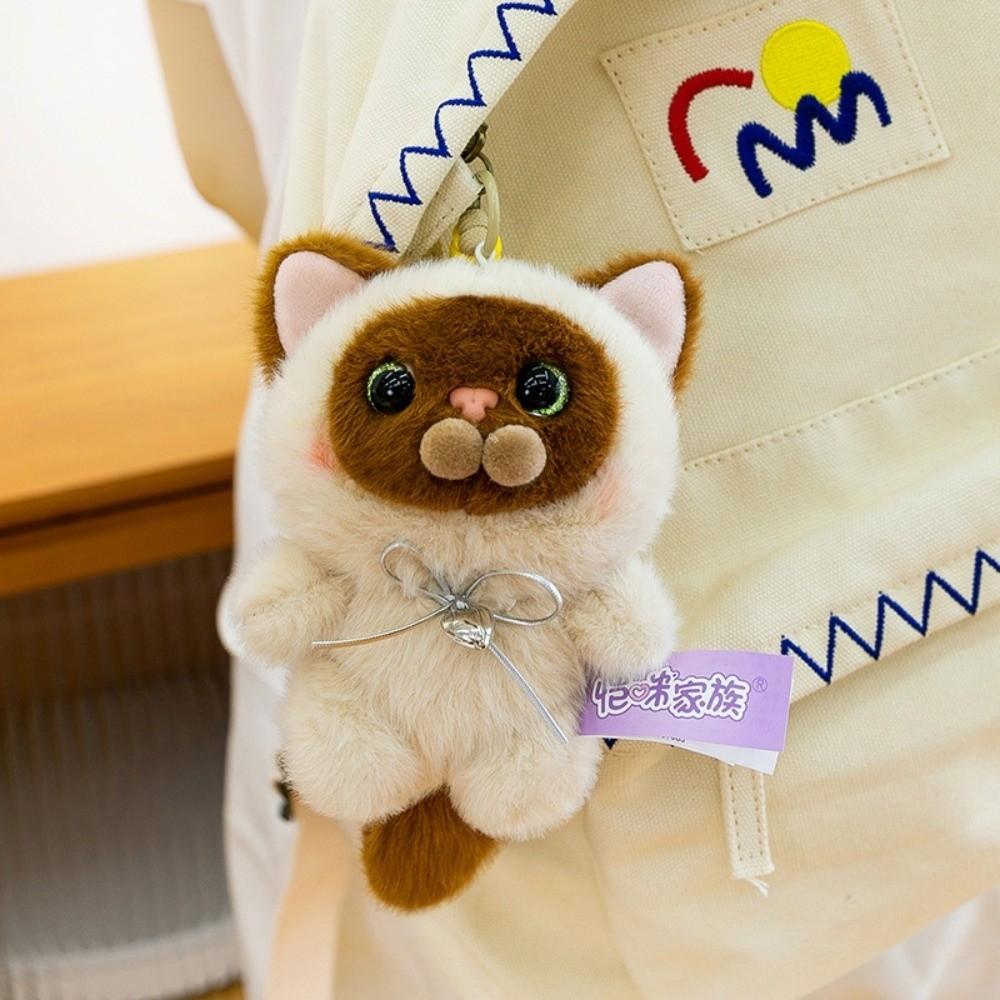 Fluffy Kitten Doll Keychain Furry Cat Plush Toy Keychain Creative Cat Doll Pendant  Home Decor