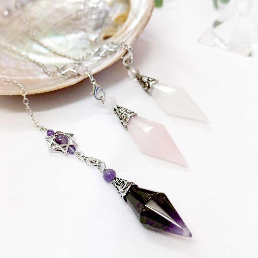 [AiO JAPAN] [Purified before shipping] Pendulum, Power Stone Crystal, Feng Shui, Hexagram, Dowsing, Pendulum, Fortune Telling (Pink Crystal)