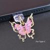 Glitter Butterfly Phone Dust Plug Accessories Decoration Hanging Pendant For Iphone For Samsung Type-C Charging Port