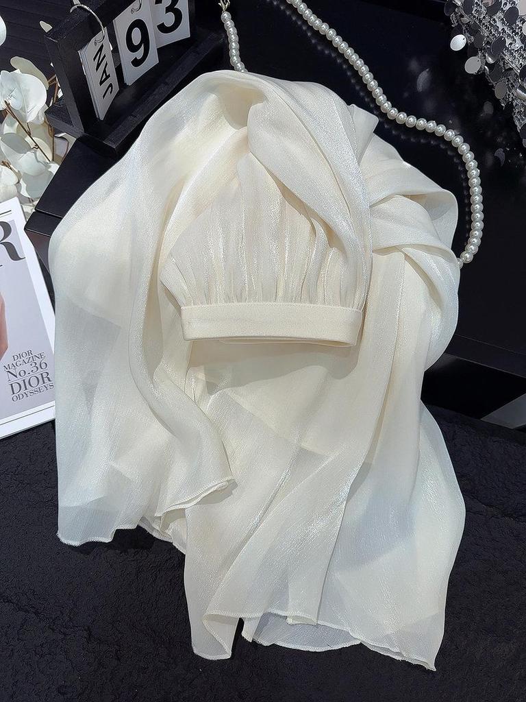 Elegant High-Waisted Chiffon A-Line Skirt - Slimming, Flowing, and Lightweight Summer Mesh.