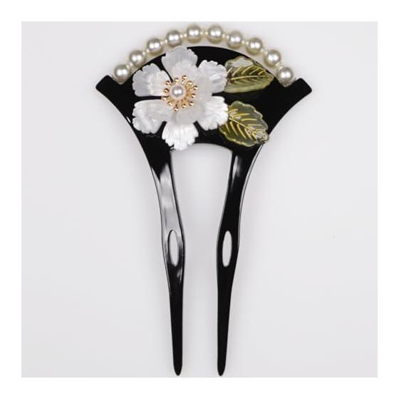 TOuWA Kanzashi Hairpin, Japanese Hair Accessory, Fan Shape, Double Prong, For Kimono, Tomesode, Yukata, Hakama, Furisode, Graduation Ceremonies,
