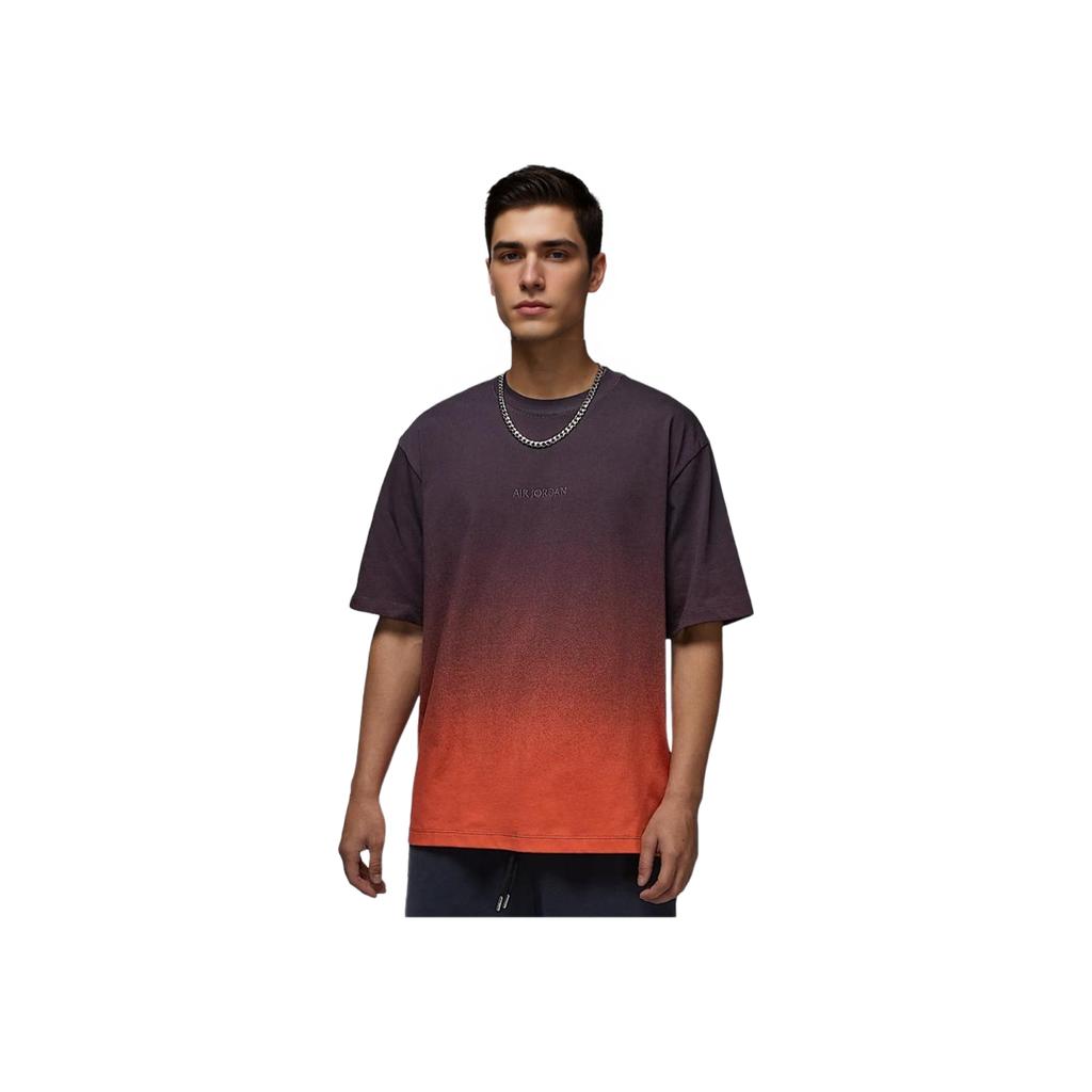 Jordan FW24 Serie Jumpman Degradado Cómoda Suave Camiseta de Manga Corta Hombre Tops Rojo Negro HJ2317045