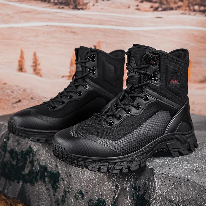Large Size High-top Wolf Hiking Shoes Martin Boots Outdoor Field Training Battlefield Tactics Military Boots Men's Shoes