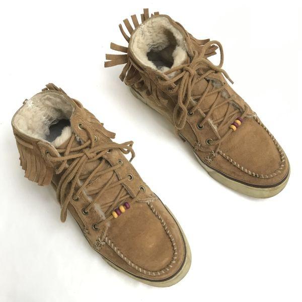 UGG Caleb Fransen Kurz Shearling Stiefel Braun Größe 6.5 23.5cm(GEBRAUCHT)