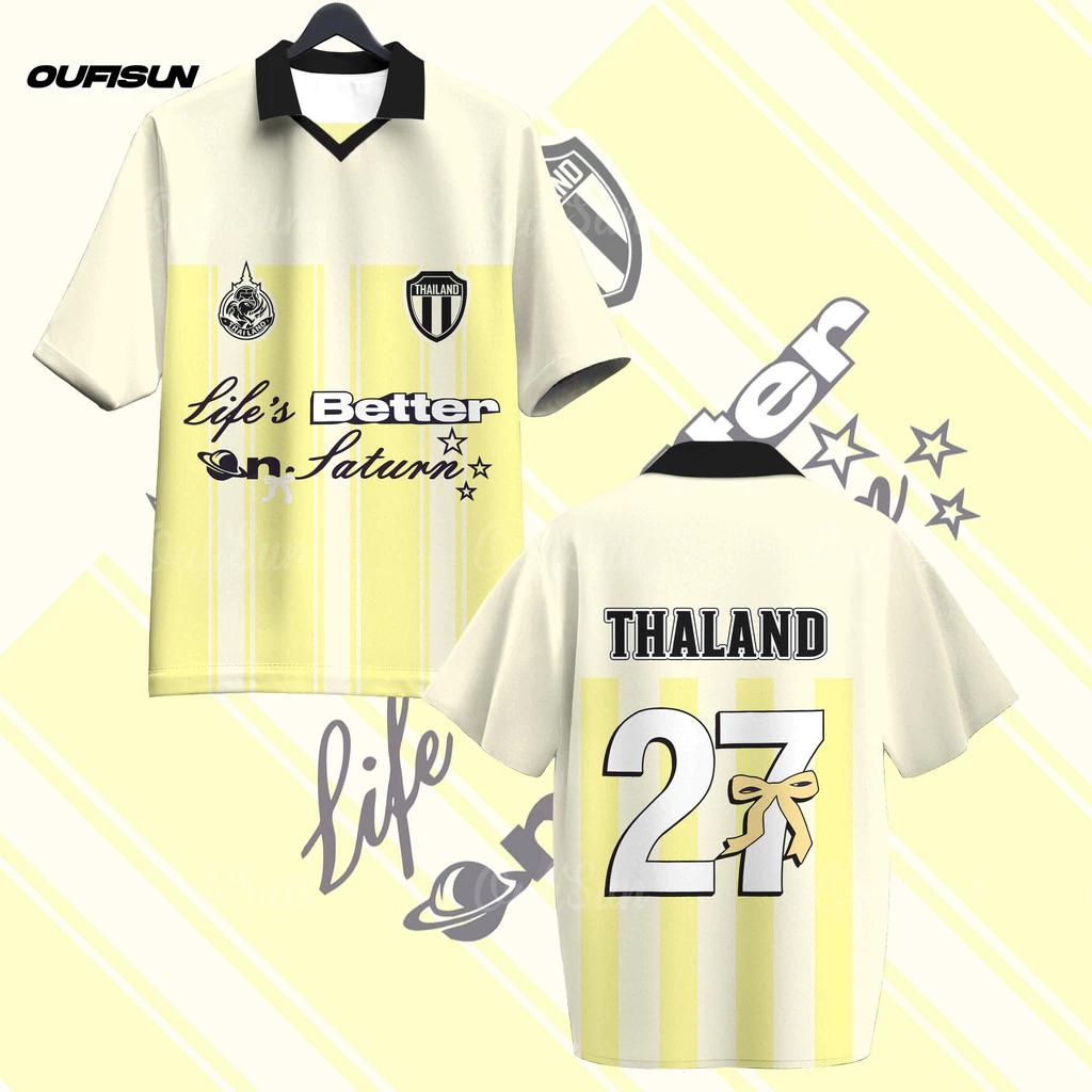 THAILAND Football Soccer Polo Vintage Shirt National Team Unisex Men Women Sport Training JERSEY CHEER Print Quick Dry Short Sleeve Uniform