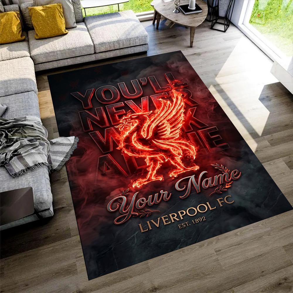 Liverpool Customized Name Area Rug Perfect for Game Room Dining Room Dormitory Decorate Room Anti-slip Rug Decorate Offices Gift for Festivals