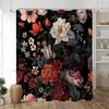 Black Background On Colourful Flowers Shower Curtain Vintage Style Artistic Creativity Print Fabric Bath Curtains Bathroom Decor