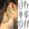 19 Sheets 3D Sexy Flower Temporary Tattoos For Women Neck Arm Black Fake Tattoo Sticker Waterproof Small Sketch Tatoo Decoration