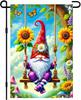 Spring Summer Garden Ag 12x18 Inch Whimsical Gnome Ag Sunowers Butteries Owers Outdoor Yard Decor House Banner Por EEZ