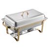 8 Qt 4 Pack Rectangle Chafing Dish Buffet Set Full-Size & Half-Size Pans
