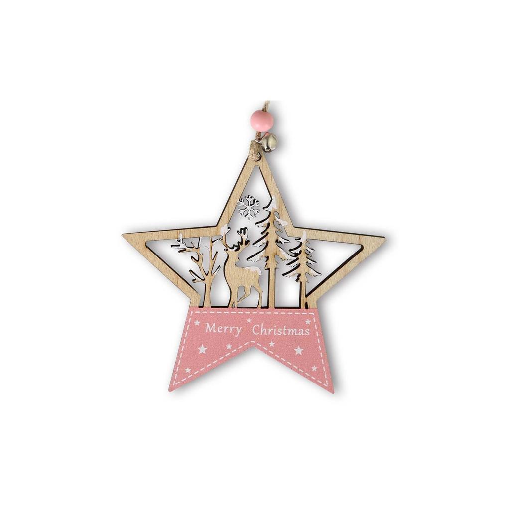 2D New Christmas Decorations Wooden Forest Santa Claus Reindeers Pendant Christmas Tree Wooden Pendant