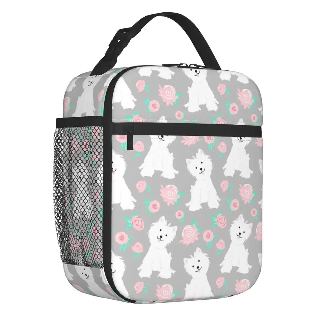 Cute West Highland White Terrier Dog Insulated Lunch Bag Leakproof Westie Puppy Cooler Thermal Lunch Box Office Picnic Travel