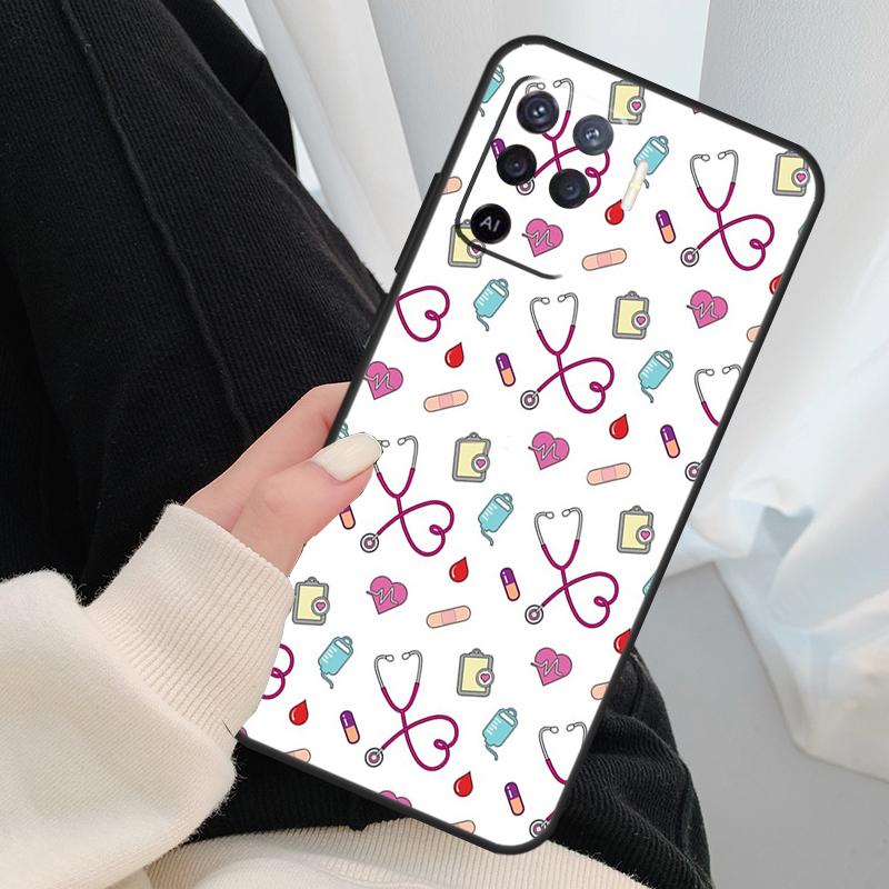 Cute Stethoscope Heart Case For Oppo A40 A60 A80 A5 Pro A15 A16 A17 A57 A77 A94 A74 A54 A76 A96 A18 A38 A58 A78 A98