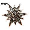 Shirt Collar Button 1/2Pcs Double-Layered Eight-Pointed Star Lapel Pin with Rhinestones, Thickened Alloy Star-shaped Brooch Safety Buckle