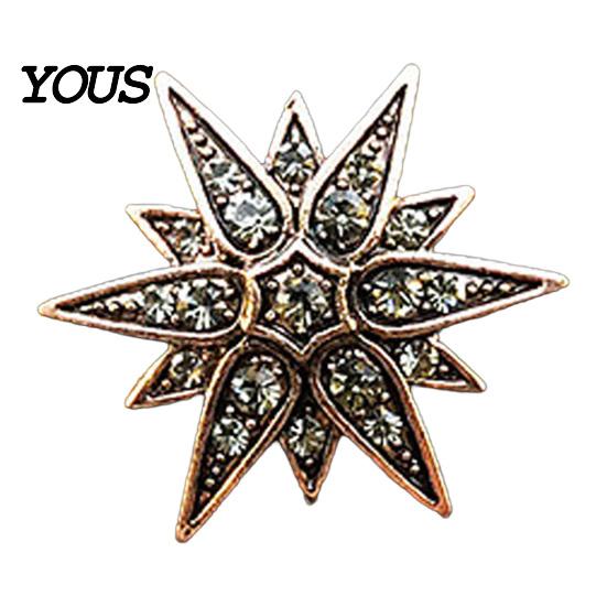 Shirt Collar Button 1/2Pcs Double-Layered Eight-Pointed Star Lapel Pin with Rhinestones, Thickened Alloy Star-shaped Brooch Safety Buckle
