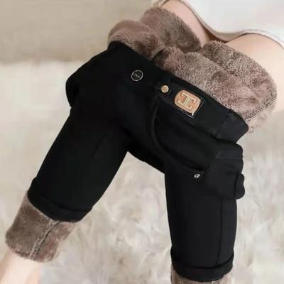 Damen Winter Verdickte Fleecegefütterte Hose mit Hoher Taille, Slim Fit, Elastisch, Vielseitig, Warm, Baumwollhose für Oberbekleidung