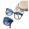 Women Square Sunglasses New Men Folding Glasses Net Red Outdoor Wild Shade Eyewear and Bag