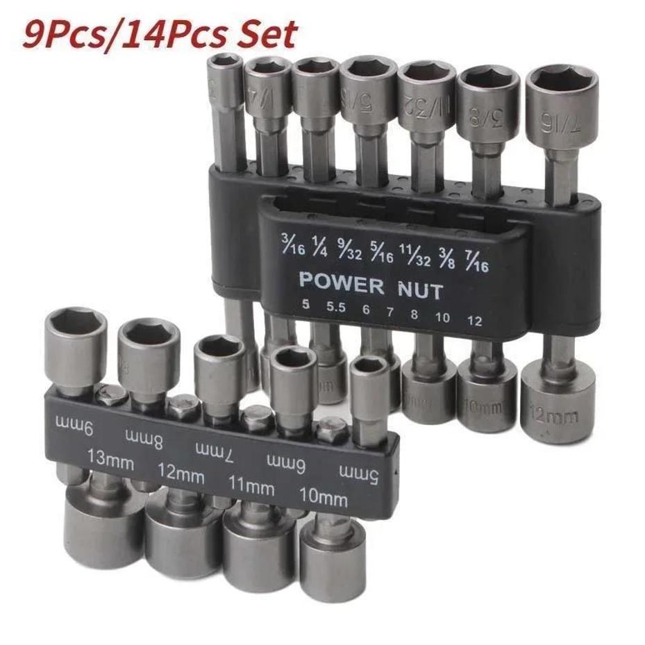 1 Satz 5mm-13mm Sechskant-Stecknuss S Hülse Kraft-Nuss-Treiber Bohrerbit-Satz 1/4" Schraube Metrisch Treiber-Werkzeugsatz Adapter