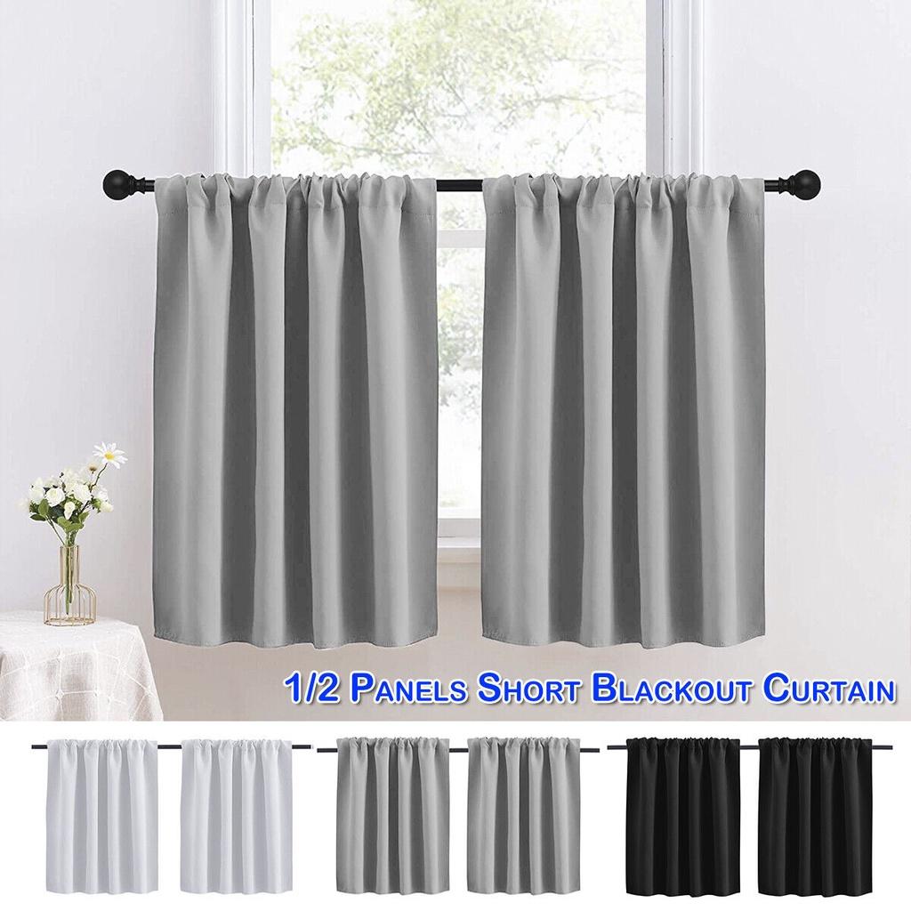 Contemporary Short Curtain For Commercial Spaces High Light Blocking Fabric Grey 132*46cm Piece)