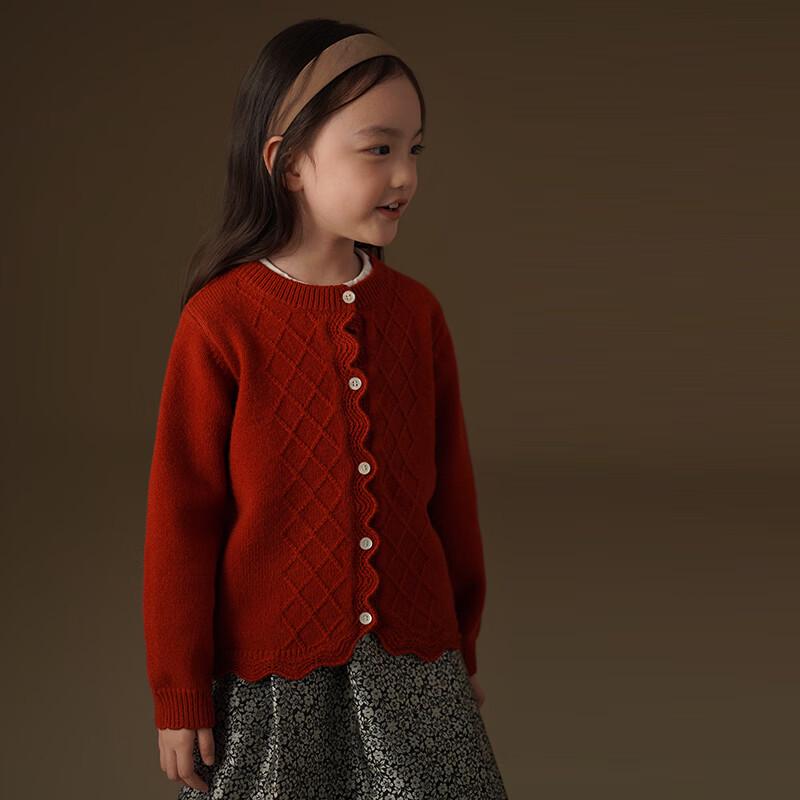 Hacikis Girls  Autumn/Winter Red Knit Cardigan 140