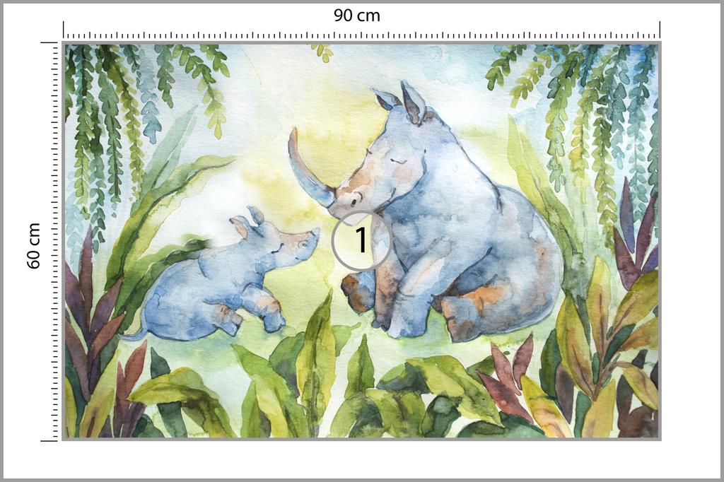 Photomural Rhinoceros Self-Adhesive Mural 90x60