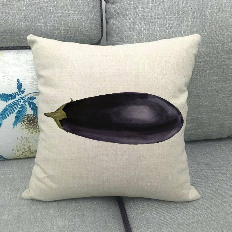 Watercolor Patterns Of Fruits And Vegetables Digital Printing Short Plush Pillow Covers For Sofa Office Cushion Cover Home Goods