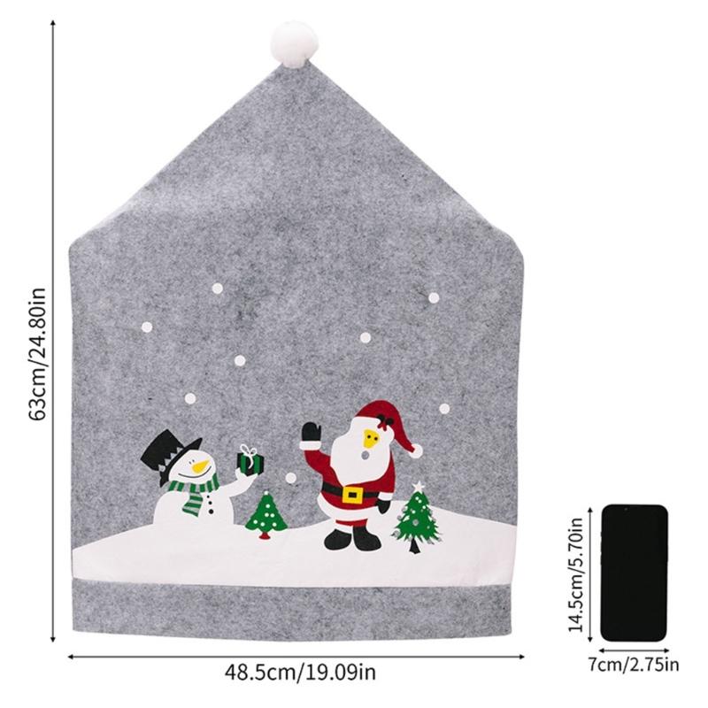 Christmas Dining Room Chair Back CoversGray Santa Hat Chair Slipcovers For Holiday Wedding Home Decoration Dropshipping