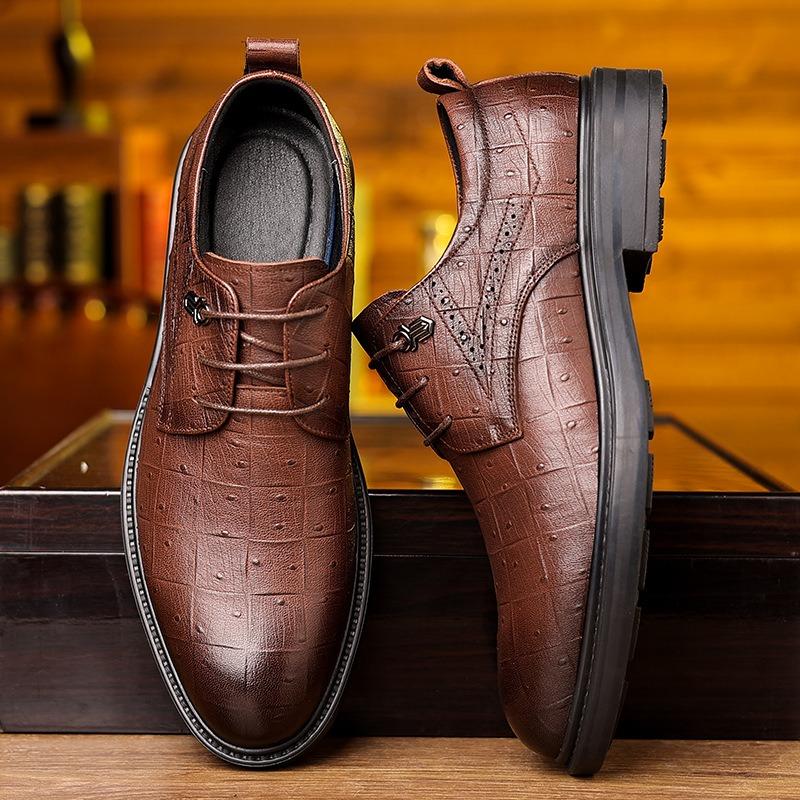 Fashion British Platform Leather Business Men's Dress Shoes Designer Soft-soled Derby Shoes Men Fashion Spring Autumn Male Wedding Shoes
