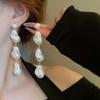 Vintage White Imitation Pearl Pendant Earrings For Women Exaggerated Irregular Long Pearl Tassel Dange Earrings Zircon Gifts