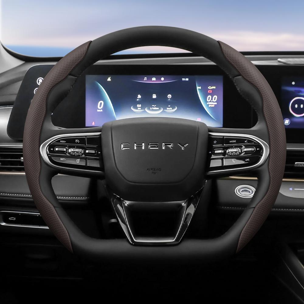 Suitable for Chery Breathable Holes Leather Steering Wheel Cover Segmented Quick Release Design Non-Slip Durable Tiggo2 4 7 8 9 Tiggo 8Pro 2Pro 7Proma
