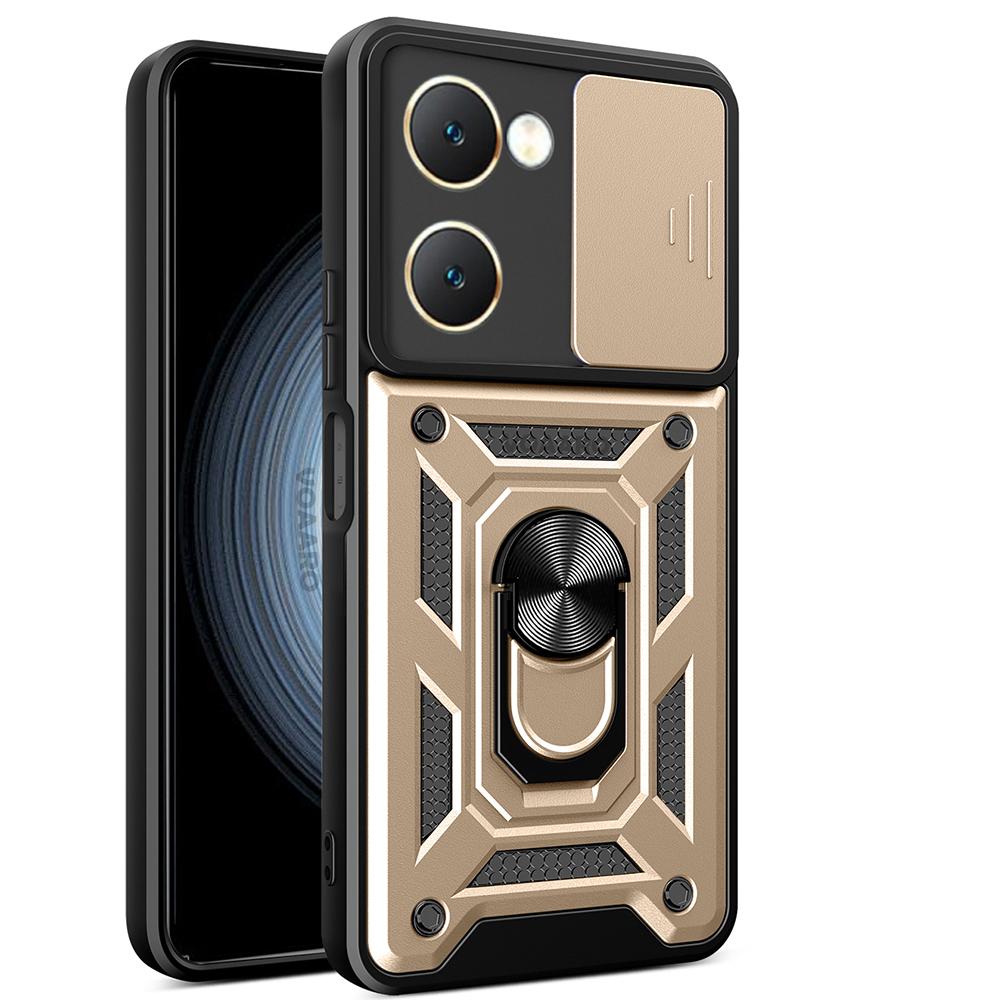 Slide Lens Armor Funda for Vivo Y03 Y18E 4G Y28S 5G Global Case Magnetic Rotate Ring Stand Cover for Vivo Y18 Russia India Case