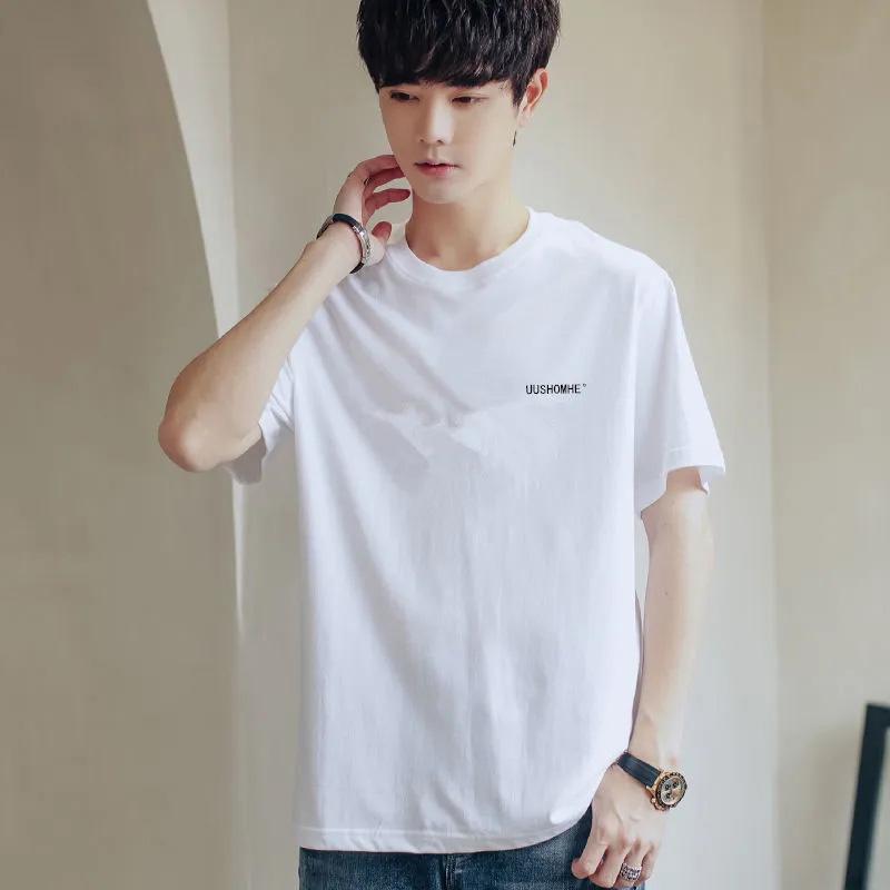 

Хлопковая футболка с короткими рукавами, мужская летняя новая повседневная свободная универсальная рубашка с короткими рукавами и верхом и низом M