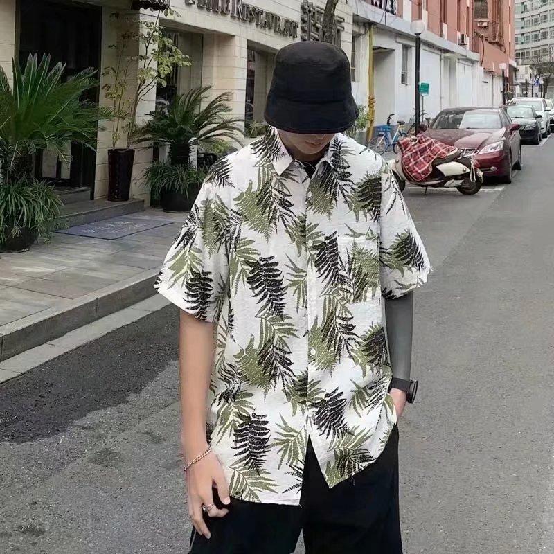 Seaside Shirts Men Short-sleeved Casual Shirts Beach Vacation Fashion  Loose Floral Casual Tops