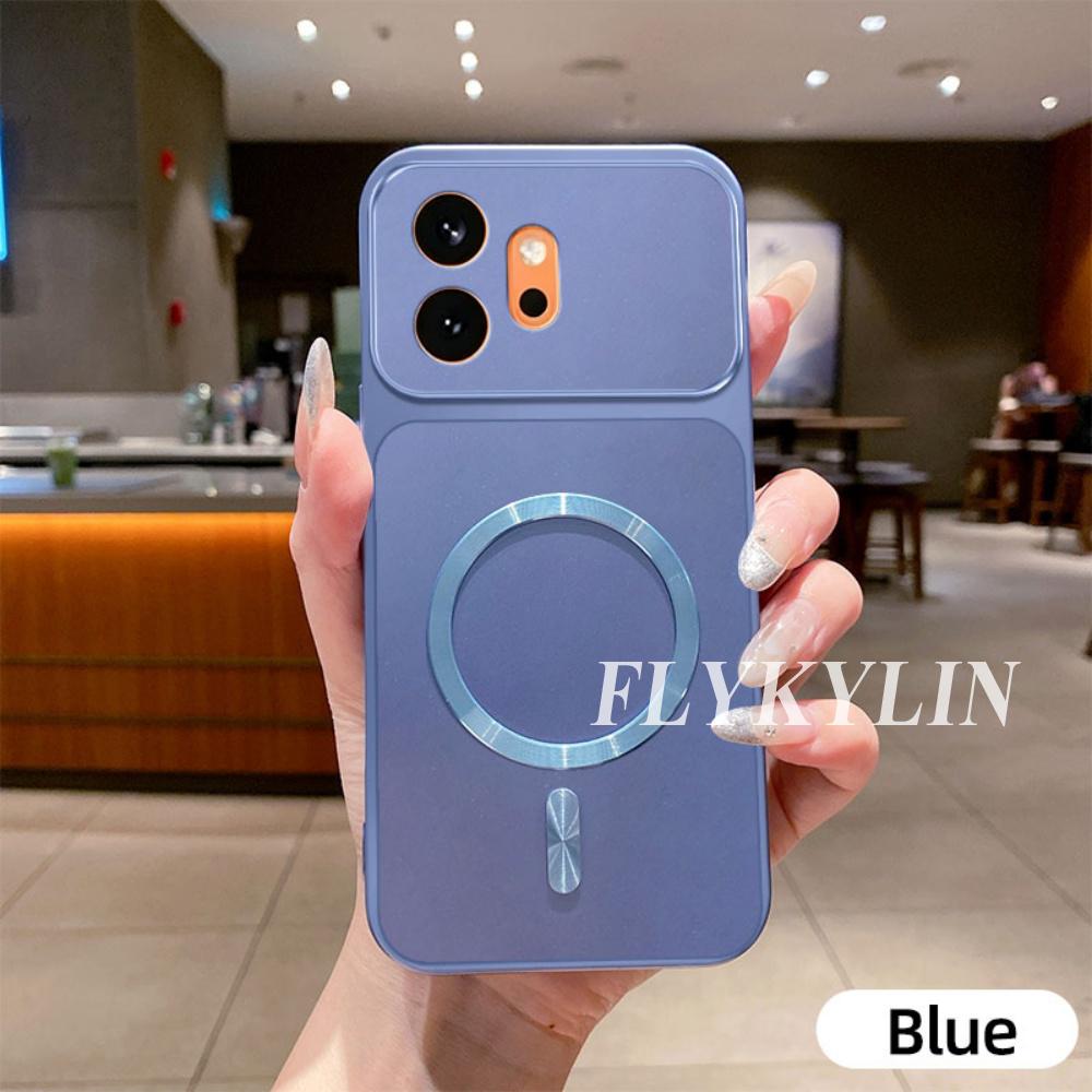 For Honor 600 Lite 400 Smart 500 300 200 100 90 80 70 Metal Soft Silicone Magnetic Wireless Charging Anti Drop Protective Cover