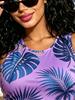 Women's Elegant Tropical Print Sleeveless Bodycon Mini Dress, High Waist Slim Fit Casual and Party Wear