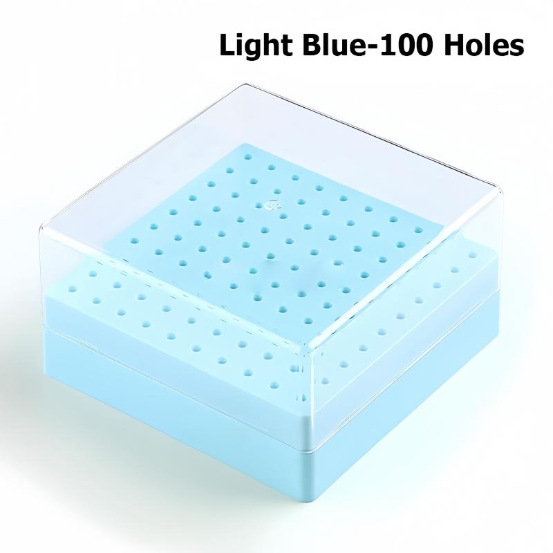 1Pcs Large-Capacity 100-Slot Portable Storage Case Designed for Storing and Organizing Nail Art Bits Includes Dust-Proof Base