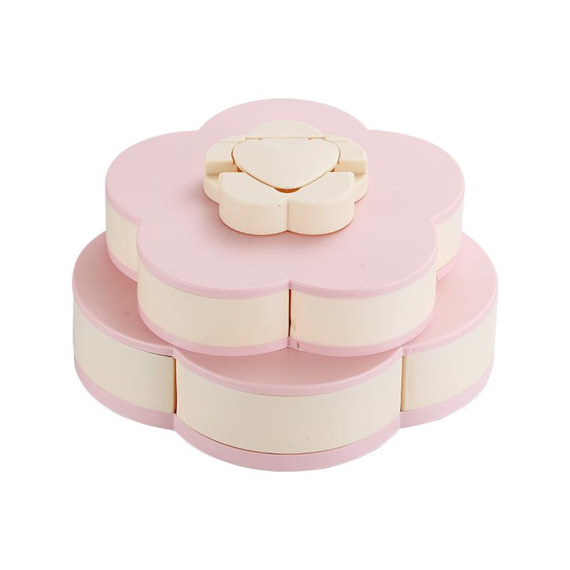 Chinese Style Double-layer Rotating Fruit Tray Candy Box Lotus Fruit Box New Year Candy Fruit Storage