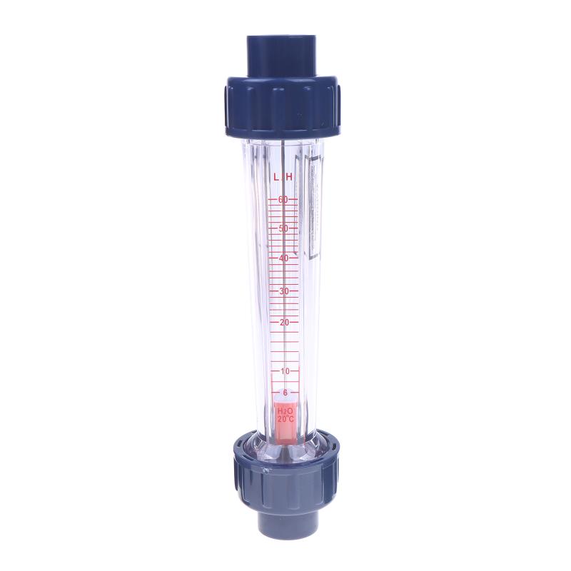 DN15 Short Plastic Flow Meter PVC Rotameter 20mm Bore with Guide Rod, 1/2" NPT Threads for Chemical/Liquid