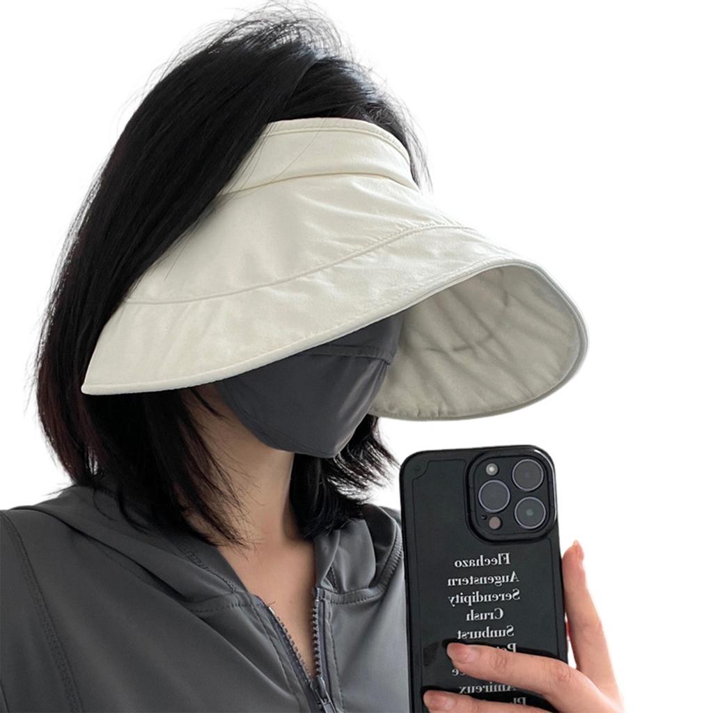 Empty Top Sun Hat For Women Summer Outdoor Wide-brimmed Hat Uv Protective Large Eave Hat Portable Folding Chicken Rolls Cap