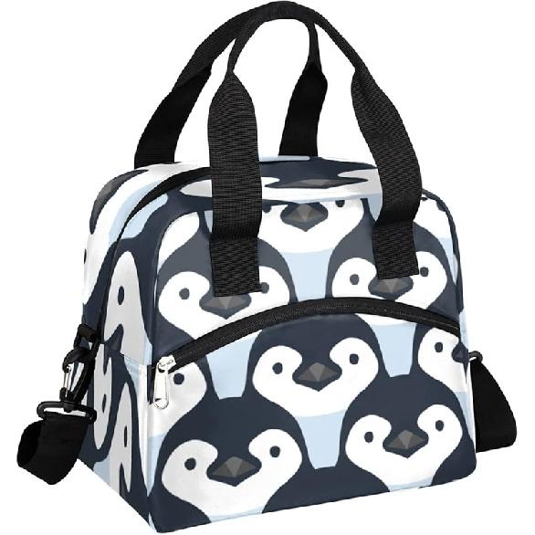 Funny Skull Lunch Bag Tote Bag Leakproof Cooler Bag Insulated Lunch Box with Front Pocket Water-resistant Thermal Lunch Bags with Shoulder Strap for
