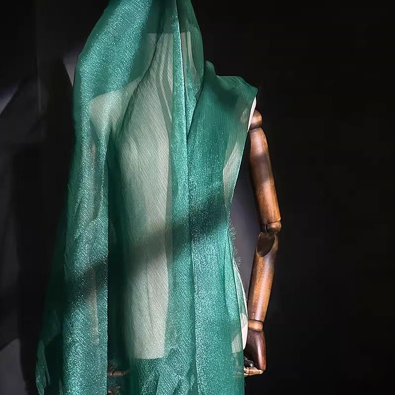 Flowing Ripple Wrinkle Sparkling Mesh Cloth Striped Wedding Decoration Cloth DIY Sewing Clothing Designer Breathable Fabrics