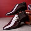 Men's Casual Leather Shoes 2025 Spring New Business Dress Shoes Fashionable Pointed Shiny Leather Men's Wedding Shoes