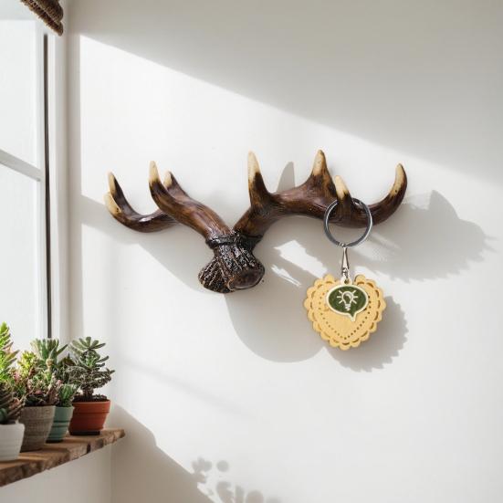 Nordic Vintage Deer Horn Decor Hook Wall Hanging Clothes Hats Hook Strong Load-bearing Easy to Install Multipurpose Hanger Hook