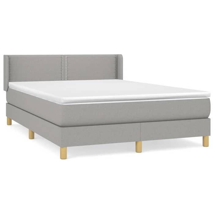 3130193 vidaXL Lit à sommier tapissier avec matelas Gris clair 140x200cm Tissu