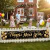 Happy New Year Banner, Large New Year Decorations Banner, 120x20 Inch New Year's Yard Sign Backdrop with Firework for Home 2026 Lunar New Years Eve