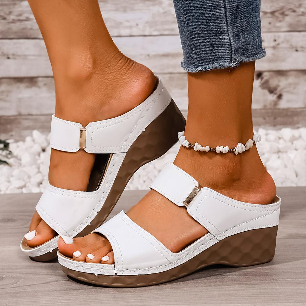 Women'S Wide Leg Wedge Sandals Fashion Soft Sole Breathable Sweat Versatile Summer Casual Shoes Womens Strap Sandal With Heel